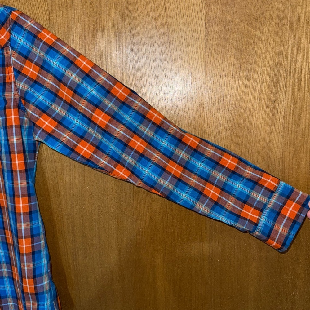 Wrangler Kids Youth Western Plaid Pearl Snap Shirt XL (14-16) Orange Blue - Picture 5 of 9